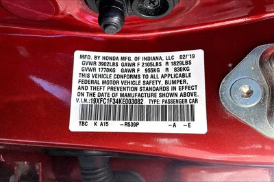 2019 Honda Civic Sedan EX